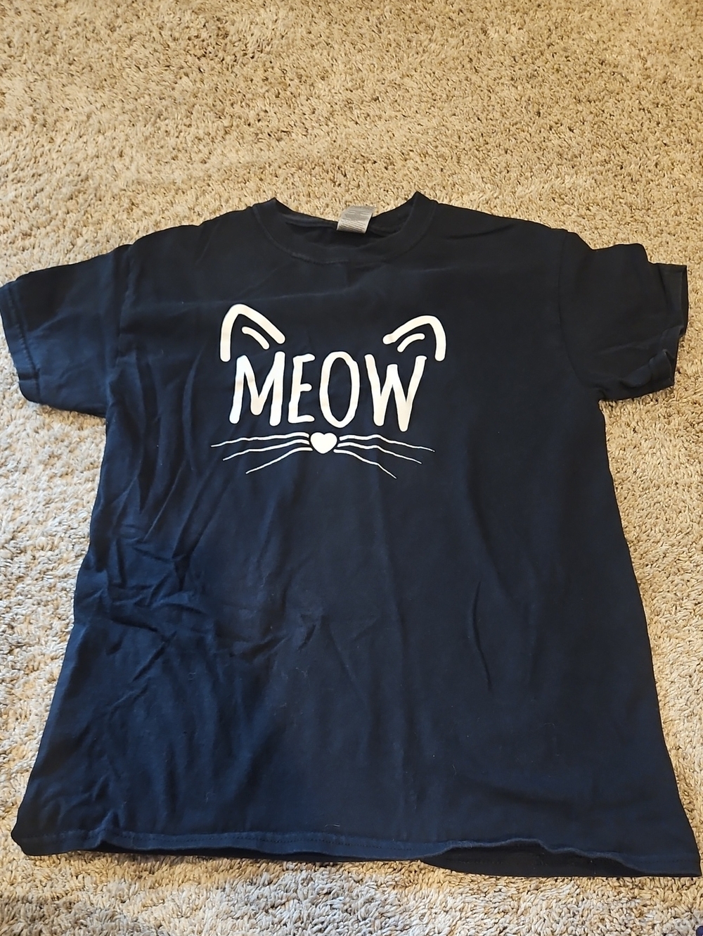 Gildan Black 'MEOW' Cat Graphic Short Sleeve Tee